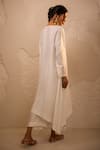 Shop_Avaha_Ivory Silk, Cotton Round Neck Mahira A-line Dola Kurta Set _at_Aza_Fashions