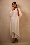 Shop_Avaha_Ivory Silk, Cotton Round Neck Mahira A-line Dola Kurta Set _Online_at_Aza_Fashions