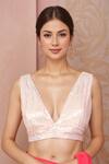 Buy_Samyukta Singhania_Pink Sequins Plunge Neck Sleeveless Blouse _at_Aza_Fashions