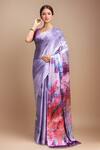 Buy_Samyukta Singhania_Multi Color Crepe V-neck Digital Print Saree With Blouse_at_Aza_Fashions