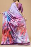 Shop_Samyukta Singhania_Multi Color Crepe V-neck Digital Print Saree With Blouse_at_Aza_Fashions