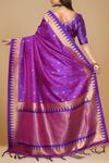 Shop_Samyukta Singhania_Purple Silk Sequins Round Neck Woven Saree With Blouse_at_Aza_Fashions