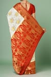 Shop_Samyukta Singhania_White Silk Embroidery Floral And Paisley Woven Saree With Running Blouse _at_Aza_Fashions