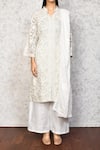 Buy_Samyukta Singhania_Cream Georgette Embroidery Mandarin Collar Floral Kurta Set_Online_at_Aza_Fashions