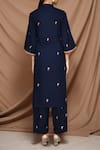 Shop_Samyukta Singhania_Blue Rayon Embroidery Mandarin Collar Buttercup Flora Kurta With Pant _at_Aza_Fashions