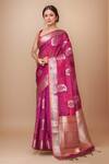 Buy_Samyukta Singhania_Pink Organza Tassels, Embroidery Paisley Pattern Handwoven Saree With Blouse _at_Aza_Fashions