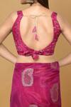 Samyukta Singhania_Pink Organza Tassels, Embroidery Paisley Pattern Handwoven Saree With Blouse _Online_at_Aza_Fashions