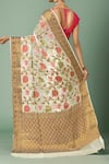 Shop_Samyukta Singhania_White Chiffon, Georgette Botanic Pattern Saree With Running Blouse _at_Aza_Fashions
