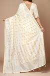 Shop_Samyukta Singhania_Cream Modal, Polyester, Viscose Round Neck Handloom Woven Saree With Blouse _at_Aza_Fashions