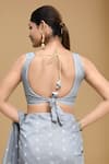 Buy_Samyukta Singhania_Grey Modal, Polyester Square Neck Poly Viscose Saree With Blouse _Online_at_Aza_Fashions
