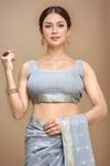 Shop_Samyukta Singhania_Grey Modal, Polyester Square Neck Poly Viscose Saree With Blouse _Online_at_Aza_Fashions