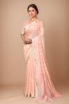 Buy_Samyukta Singhania_Pink Modal, Polyester V-neck Handloom Poly Viscose Saree With Blouse _at_Aza_Fashions