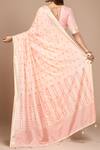Shop_Samyukta Singhania_Pink Modal, Polyester V-neck Handloom Poly Viscose Saree With Blouse _at_Aza_Fashions