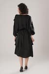 Shop_ATBW_Black Modal, Satin Pearls V-neck Designer Kaftan _at_Aza_Fashions