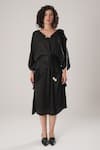 Buy_ATBW_Black Modal, Satin Pearls V-neck Designer Kaftan _at_Aza_Fashions