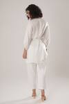 Shop_ATBW_White Modal, Satin Applique V-neck Shirt _at_Aza_Fashions