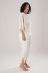 Buy_ATBW_White Modal, Satin Applique V-neck Shirt _Online_at_Aza_Fashions