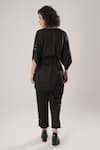 Shop_ATBW_Black Modal, Satin Pearls V-neck Designer Shirt _at_Aza_Fashions
