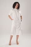 Buy_ATBW_White Modal, Satin Button-down Neck Designer Dress _at_Aza_Fashions
