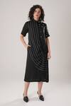 Buy_ATBW_Black Modal, Satin Beads Collared Designer Dress _at_Aza_Fashions