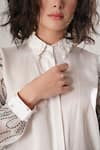 Shop_ATBW_White Modal, Satin Pearls, Embroidery Collared Designer Shirt _Online_at_Aza_Fashions