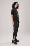 Buy_ATBW_Black Modal, Satin Pearls, Fabric Flowers Collared Designer Shirt _Online_at_Aza_Fashions