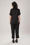 Shop_ATBW_Black Modal, Satin Pearls, Fabric Flowers Collared Designer Shirt _at_Aza_Fashions