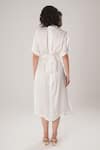 Shop_ATBW_White Modal, Satin Fabric Flowers Collared Designer Dress _at_Aza_Fashions