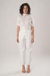 ATBW_White Modal, Satin Fabric Flowers Collared Designer Shirt _Online_at_Aza_Fashions