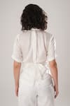 Shop_ATBW_White Modal, Satin Fabric Flowers Collared Designer Shirt _at_Aza_Fashions