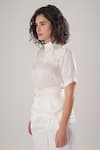 Shop_ATBW_White Modal, Satin Fabric Flowers Collared Designer Shirt _Online_at_Aza_Fashions