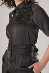 ATBW_Black Modal, Satin Collared Designer Shirt _at_Aza_Fashions