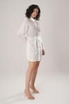 Shop_ATBW_White Modal, Satin Embroidery Collared Designer Dress _Online_at_Aza_Fashions