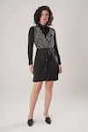 Buy_ATBW_Black Modal, Satin Embroidery Collared Designer Dress _at_Aza_Fashions