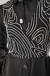 ATBW_Black Modal, Satin Embroidery Collared Designer Dress _at_Aza_Fashions