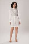 Buy_ATBW_White Silk Embroidery Collared Designer Crop Top _at_Aza_Fashions