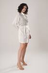 Buy_ATBW_White Silk Embroidery Collared Designer Crop Top _Online_at_Aza_Fashions