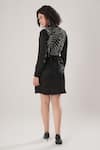 Shop_ATBW_Black Silk Embroidery Collared Designer Crop Top _at_Aza_Fashions