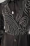 Shop_ATBW_Black Silk Embroidery Collared Designer Crop Top _Online_at_Aza_Fashions