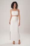 Buy_ATBW_White Modal, Satin Pearls Round Neck Crop Top _at_Aza_Fashions