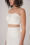 Buy_ATBW_White Modal, Satin Pearls Round Neck Crop Top _Online_at_Aza_Fashions