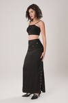 ATBW_Black Modal, Satin Pearls Open Neck Crop Top _Online_at_Aza_Fashions