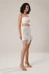 Shop_ATBW_White Modal, Satin Pearls Skort Set _Online_at_Aza_Fashions