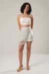 Buy_ATBW_White Modal, Satin Pearls Skort Set _at_Aza_Fashions