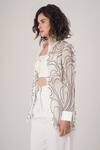 ATBW_White Silk, Polyester Pearls Collared Embroidered Designer Shirt _Online_at_Aza_Fashions