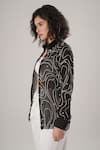 ATBW_Black Silk Pearls Collared Embroidered Designer Shirt _Online_at_Aza_Fashions