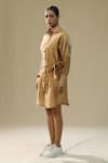 Buy_arpita sulakshana_Gold Chanderi Silk Collared Rose Handpainted Shirt Dress _Online_at_Aza_Fashions