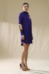 Shop_Arpita Sulakshana_Purple Silk Collared Liberty Handpainted Shirt Dress _at_Aza_Fashions