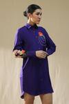 Arpita Sulakshana_Purple Silk Collared Liberty Handpainted Shirt Dress _Online_at_Aza_Fashions