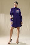 Buy_Arpita Sulakshana_Purple Silk Collared Liberty Handpainted Shirt Dress _at_Aza_Fashions